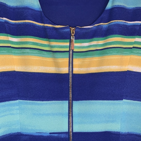 Pappagallo Hazy Blue Multicolor Striped Sandy Lined Sheath Dress - Picture 8 of 10